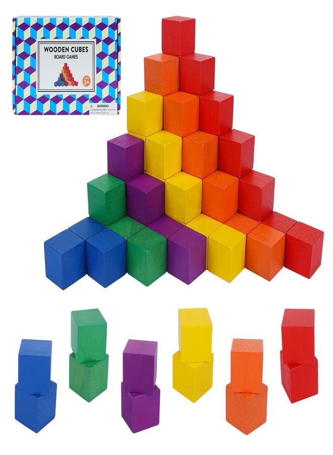 Offelec 108 Pack 1 Inch Wooden Blocks, 6 Colors STEM Math Sorting Toys, Wood Building & Stacking Blocks for Toddlers, Classroom Learning Wooden Cube Blocks, Creative Play & DIY Craft for Kids Ages 3+ - Image 1